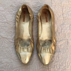 Prada Gold Ballet Slippers